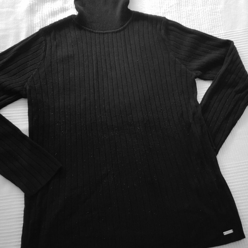Calvin Klein Rib Turtleneck Pullover Sweater Black M - Picture 3 of 4